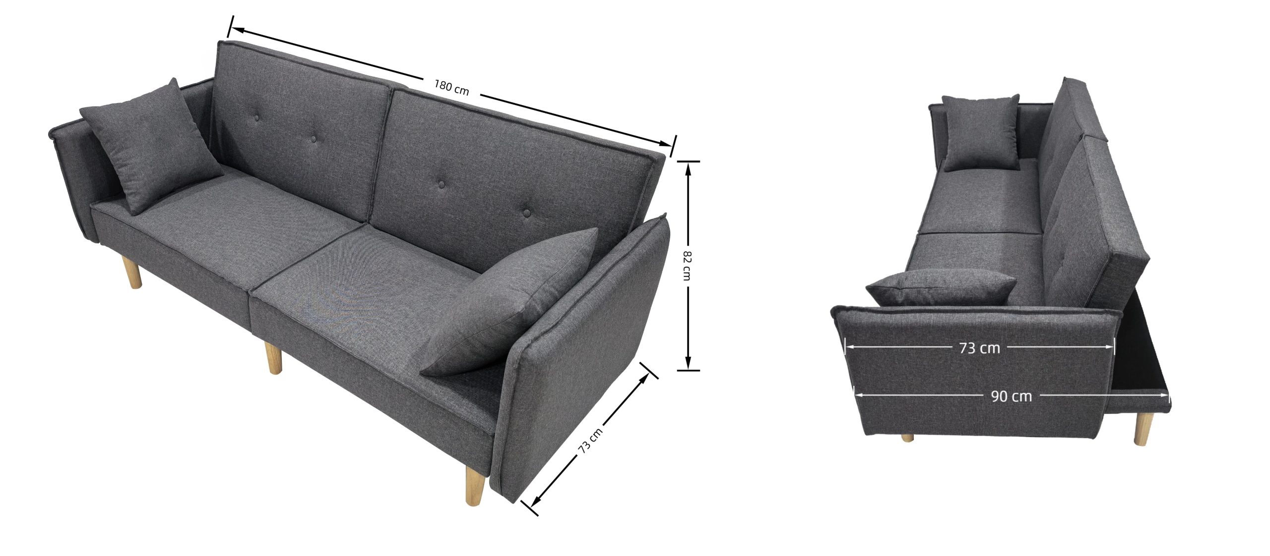 Finnley Two Seat Sofa Bed - Grey - Image 8