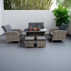 Dorchester 6-Piece Rattan Wicker Relaxed Garden Dining Set