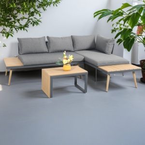 Belmont Metal and Contemporary Poly-Wood Sectional Corner Garden Set