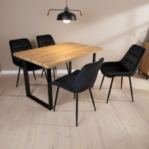 Colorado Dining Table with 4 Erica Velvet Chairs