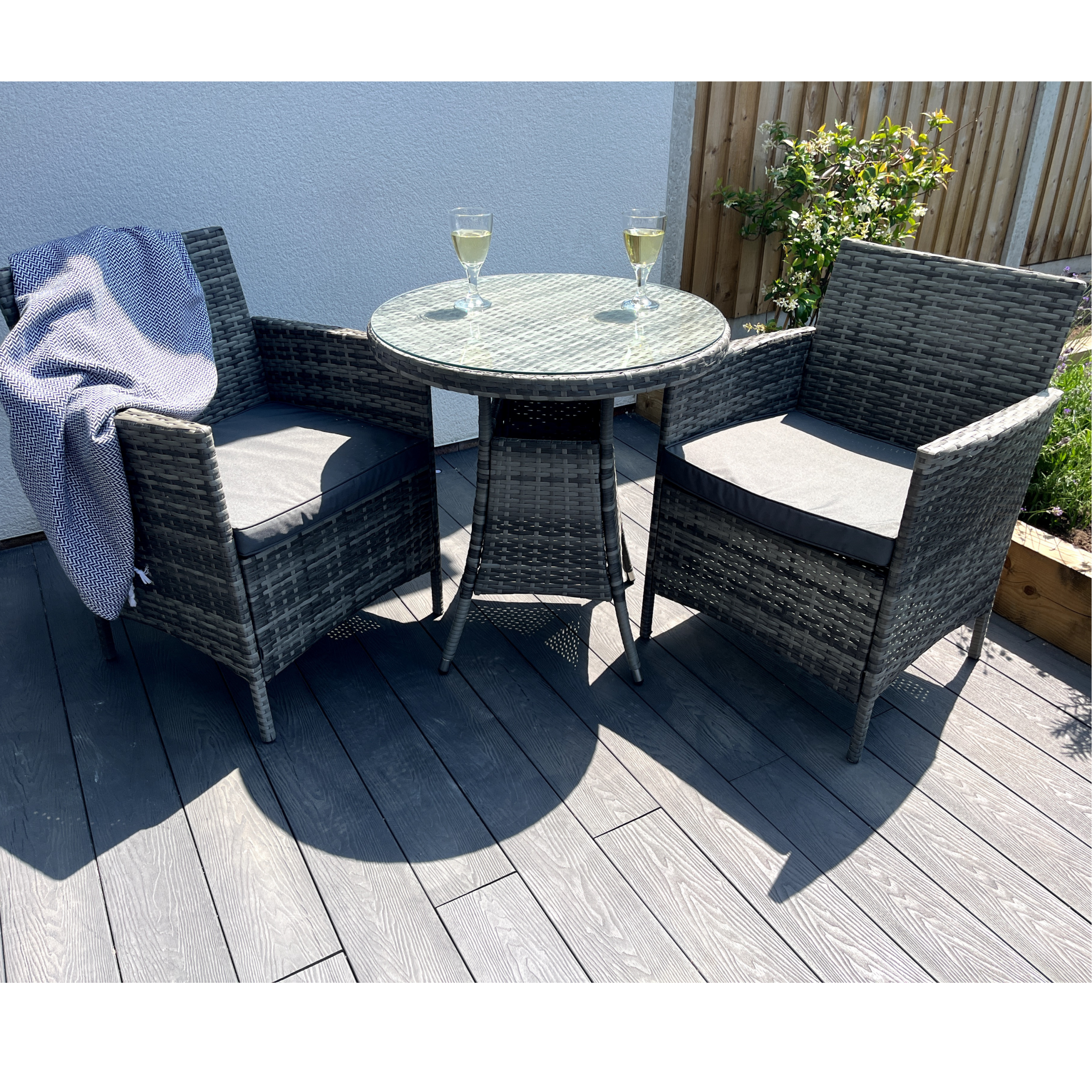 Amazon Wicker Rattan Natural Bistro Set with outdoor cushion - Image 2