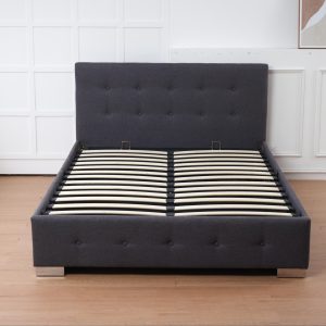 The Oslo Grey Linen Tufted Ottoman Bed Frame
