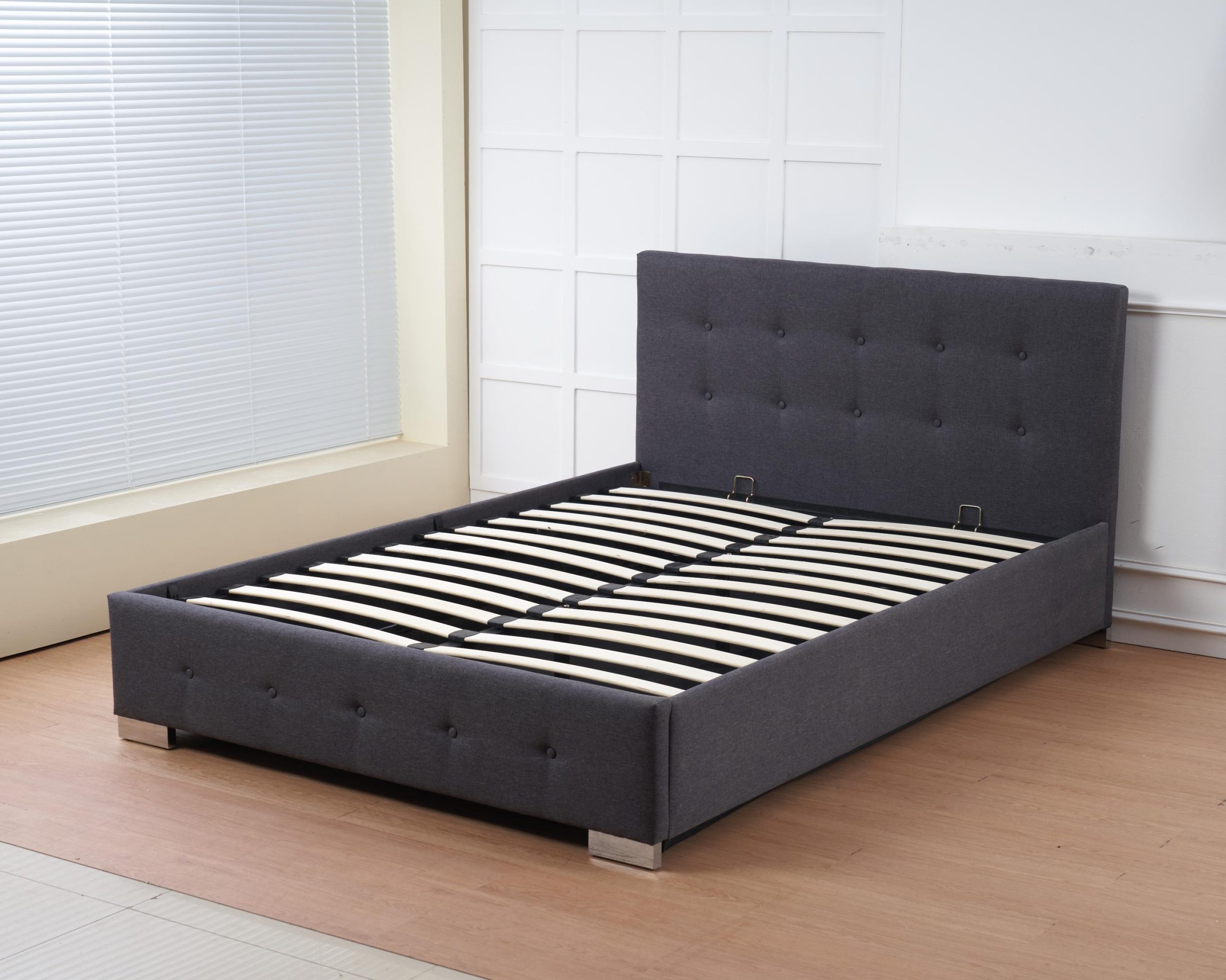 The Oslo Grey Linen Tufted Ottoman Bed Frame - Image 4
