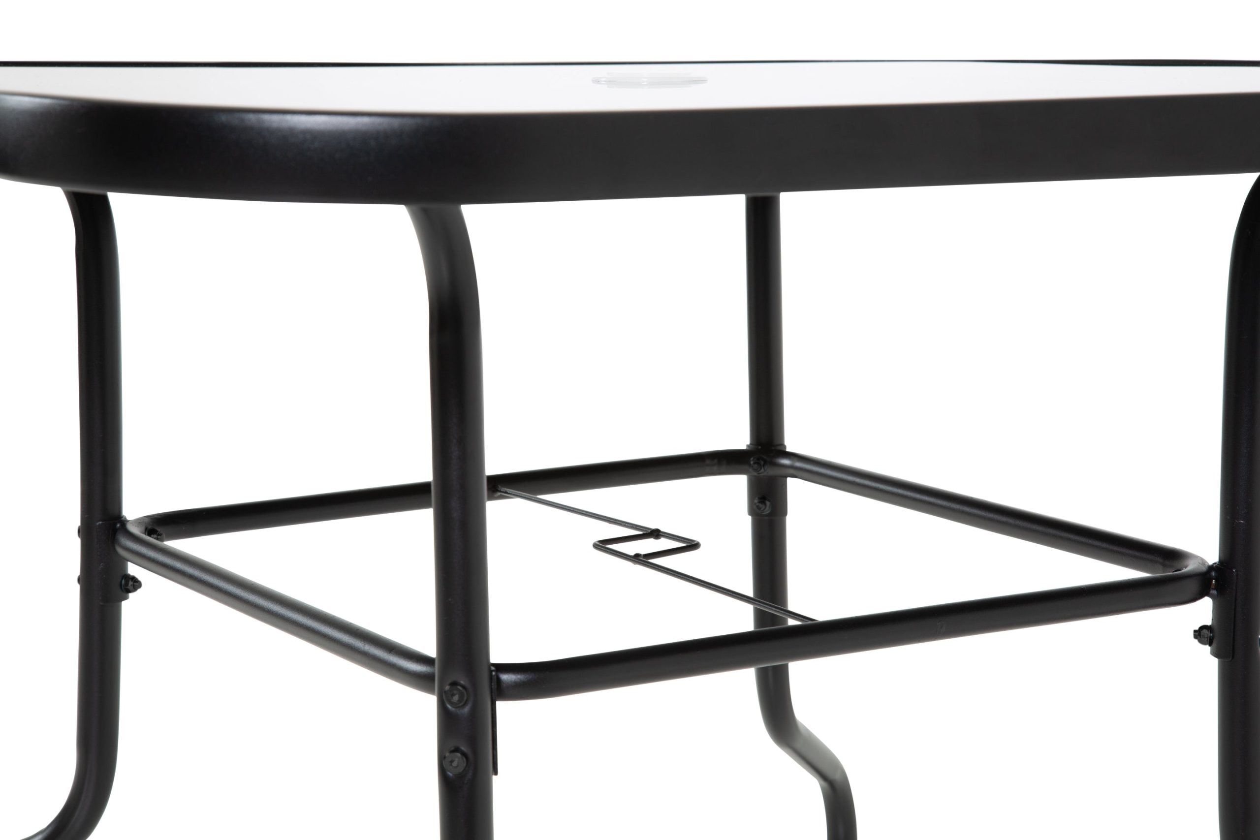 The Lancaster - Black and Grey Metal 4 Seat Garden Dining Set including Parasol - Image 3