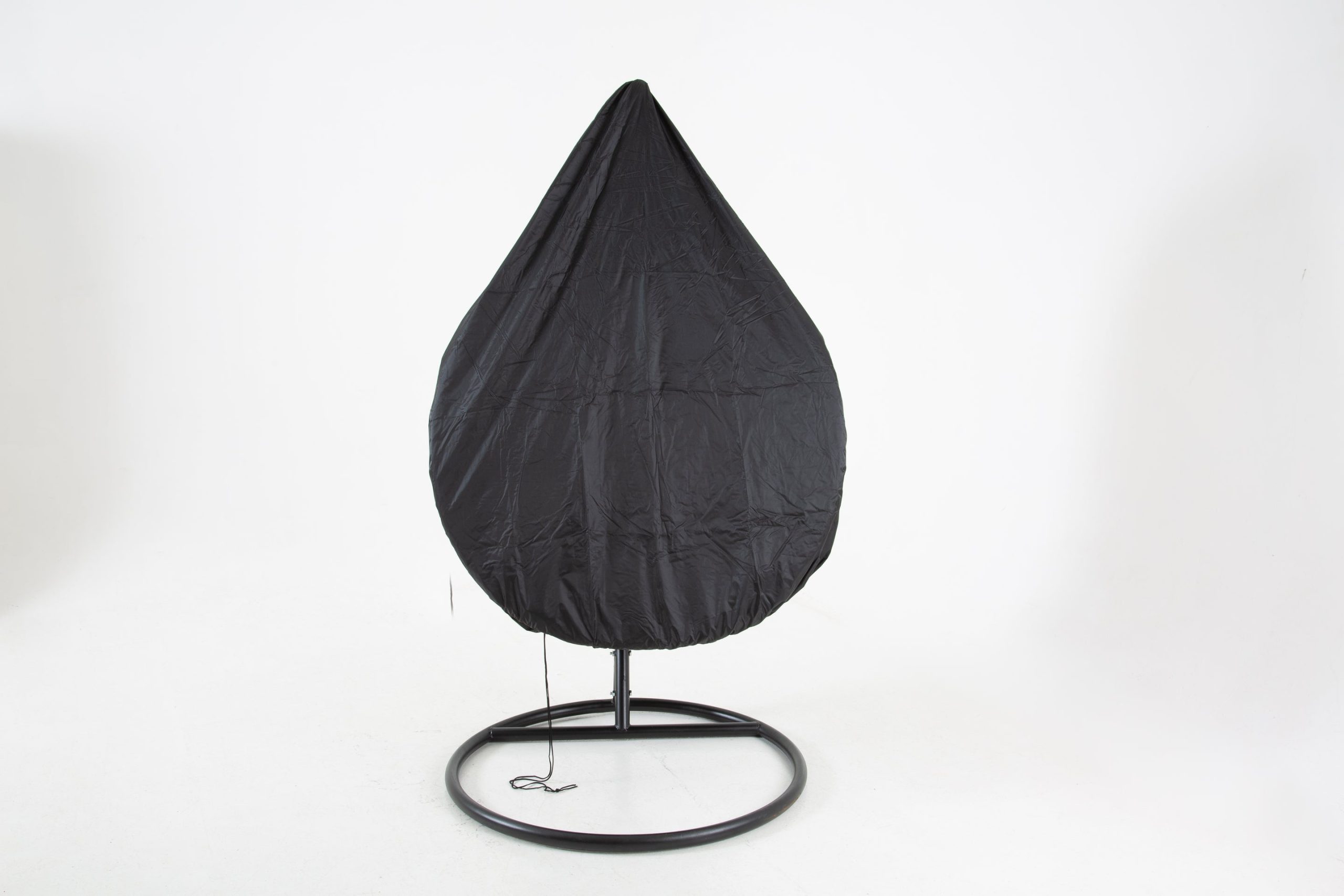The Onyx Black Hanging Swing Pod Egg Chair - Large with deep Grey Cushions - Image 10
