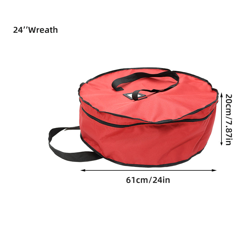 Christmas Xmas Wreath Decoration Zip Up Sack Fabric Storage Bag