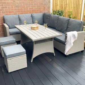 York 8 Seat Grey Rattan Corner Sofa Dining Set