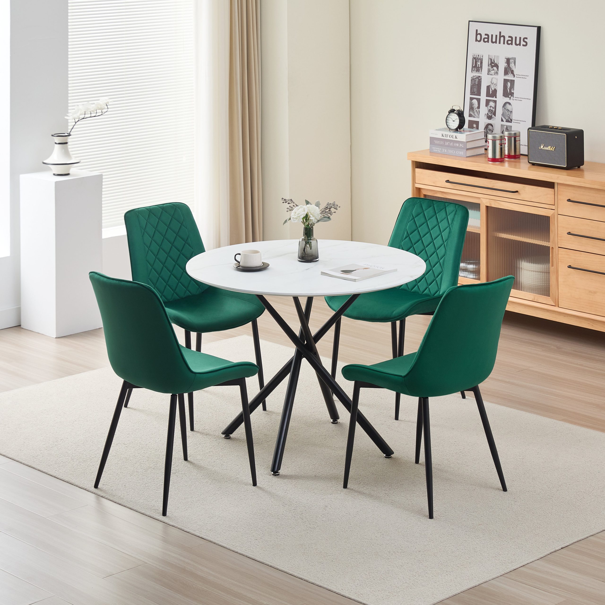 Seattle Dining Table with 4 Amelia Velvet Chairs - Image 2