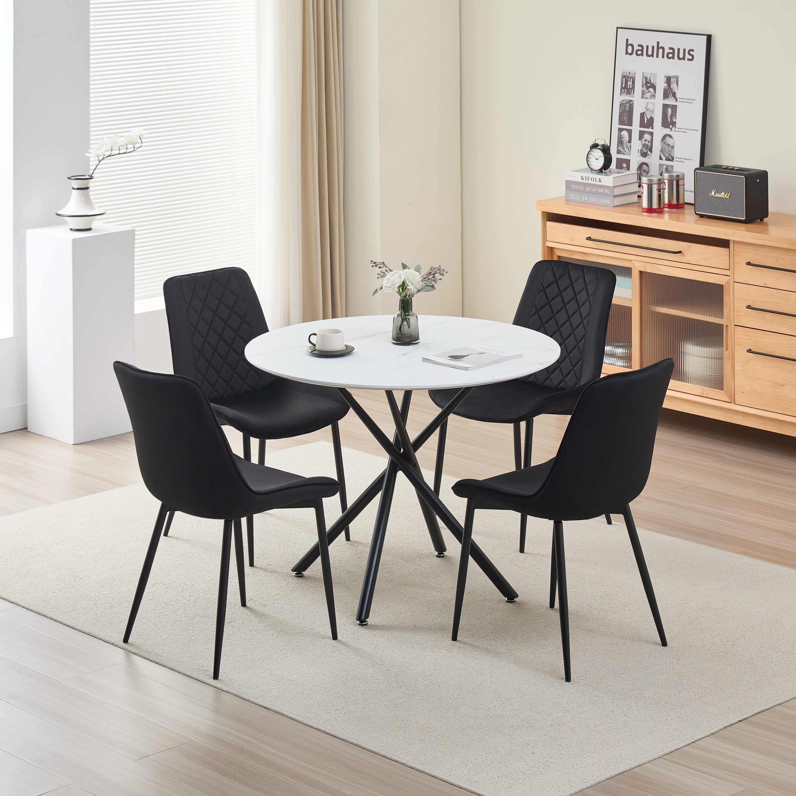 Seattle Dining Table with 4 Amelia Velvet Chairs - Image 3