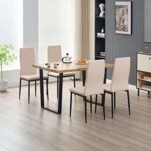 Colorado Dining Table with 4 Emily Leather Chairs
