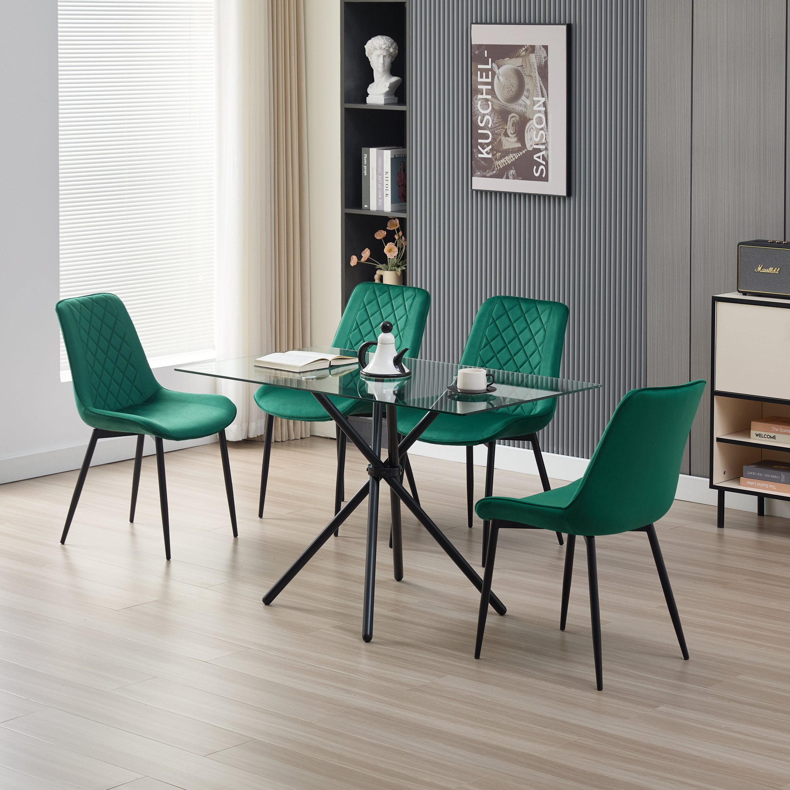 Miami Dining Table with 4 Amelia Velvet Chairs - Image 3