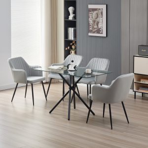 Miami Dining Table with 4 Charlotte Velvet Chairs