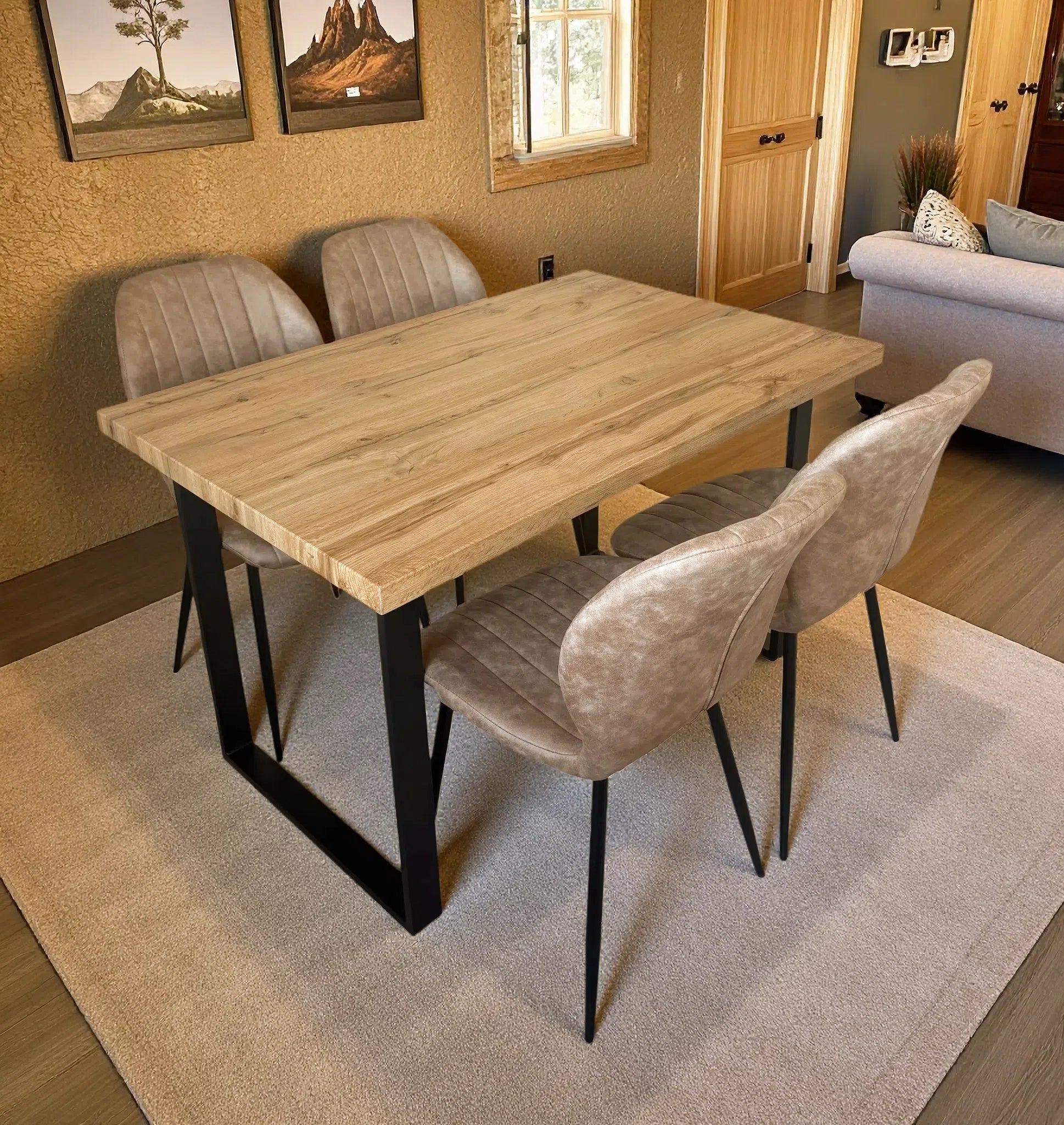 Colorado Dining Table with 4 Jaydn Leather Chairs - Image 7