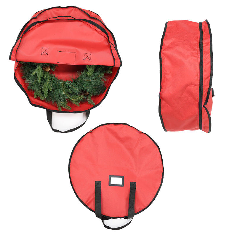 Christmas Xmas Wreath Decoration Zip Up Sack Fabric Storage Bag - Image 2