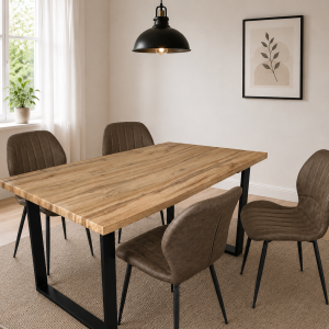 Buttermere Dining Table with 4 Kestrel Leather Chairs