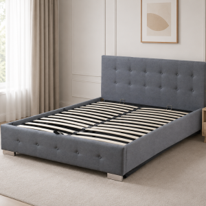 The Helvellyn Grey Linen Tufted Ottoman Bed Frame