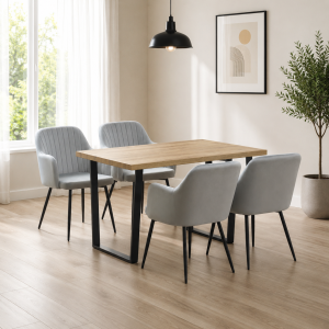 Buttermere Dining Table with 4 Linnet Velvet Chairs