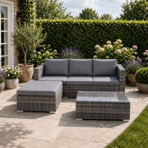 Mardale Grey 4 Seat Rattan Sofa Set with Coffee Table
