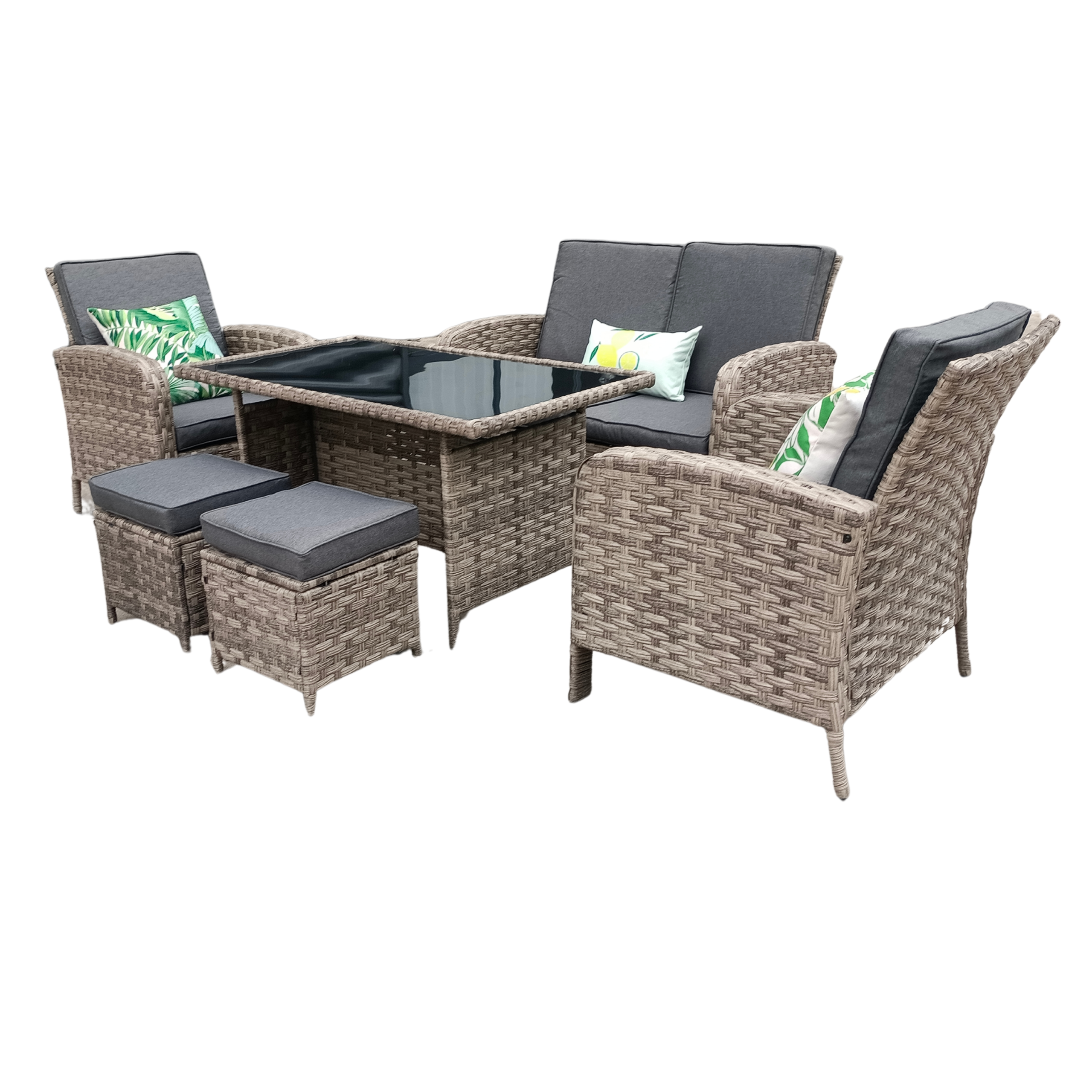 Dorchester 6-Piece Rattan Wicker Relaxed Garden Dining Set - Image 7
