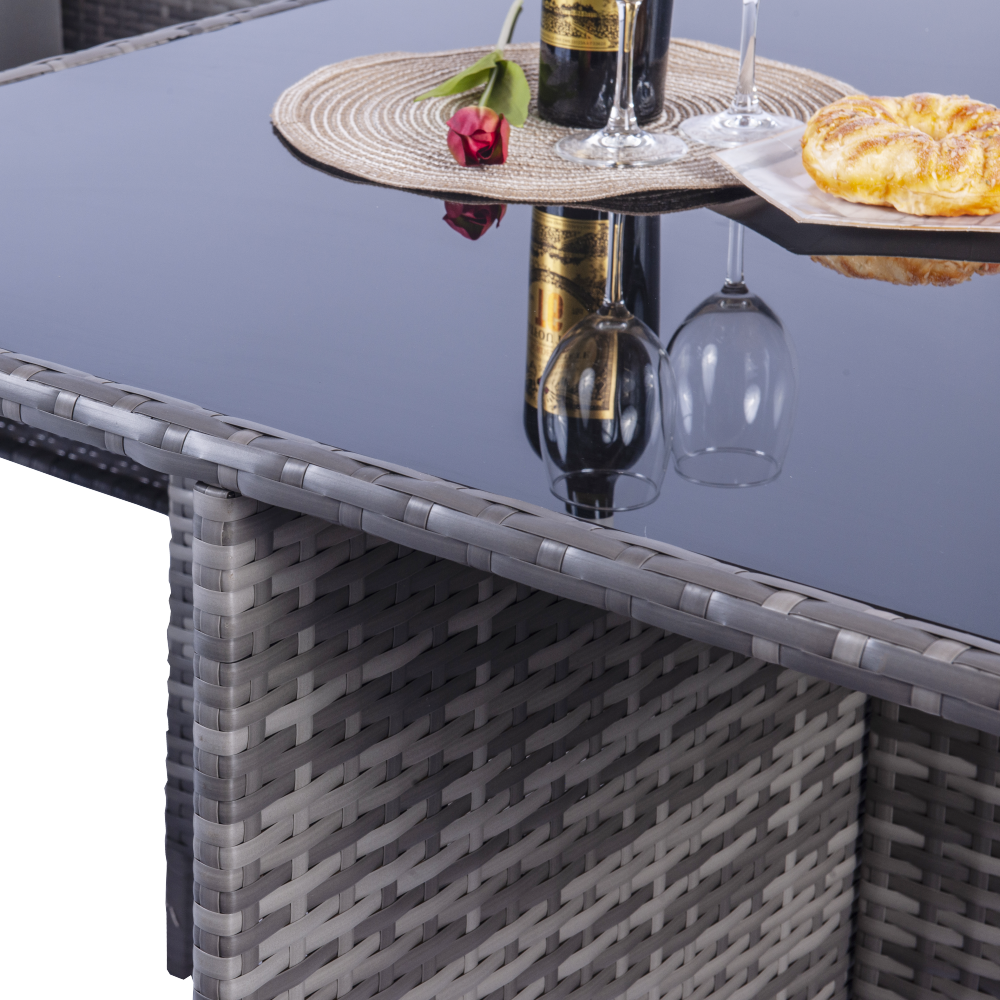 Milano 9 Piece Rattan Cube Dining Set - Grey - Image 13