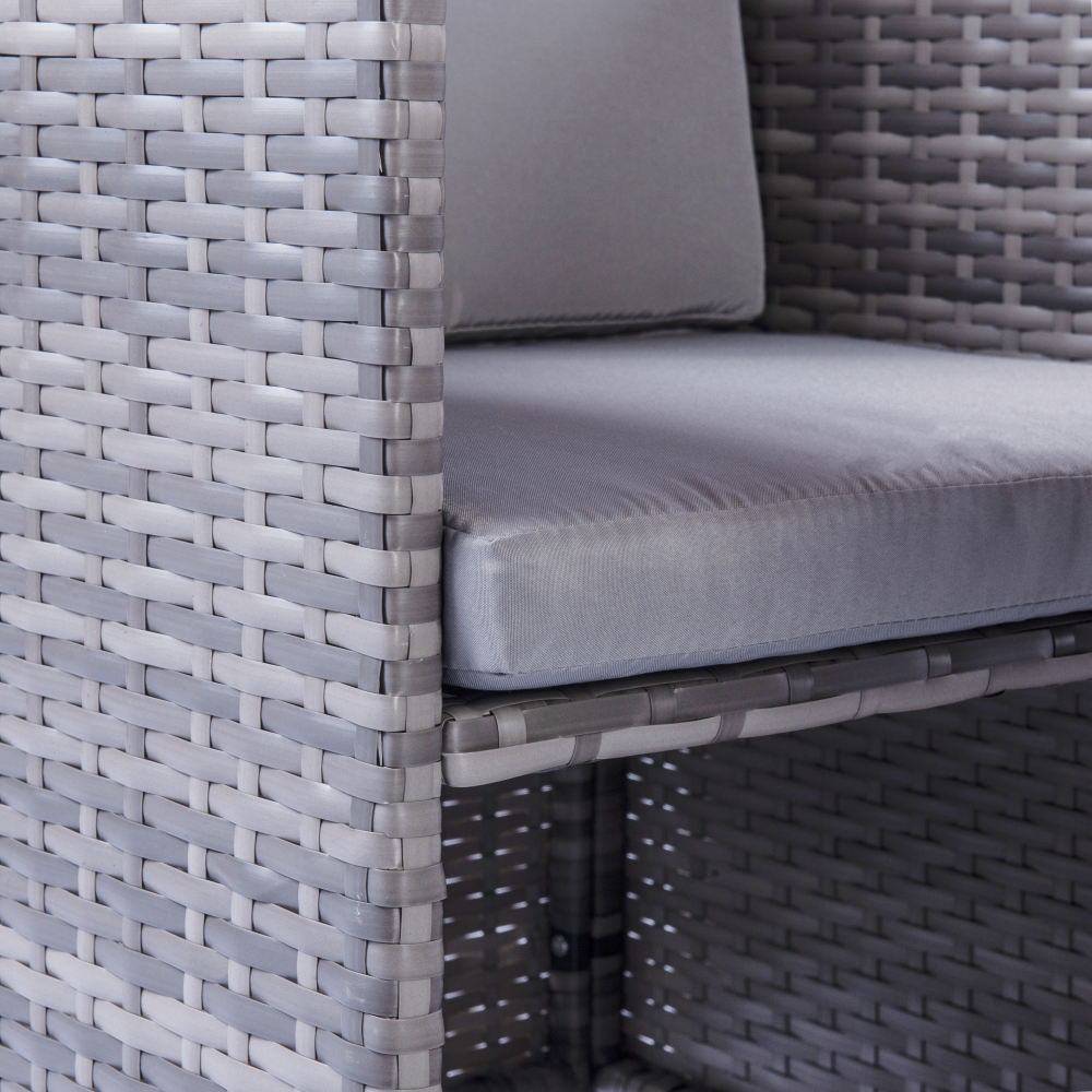 Milano 9 Piece Rattan Cube Dining Set - Grey - Image 14