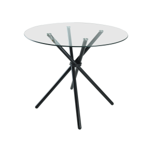 New York Circle Glass Dining Table with starburst black legs