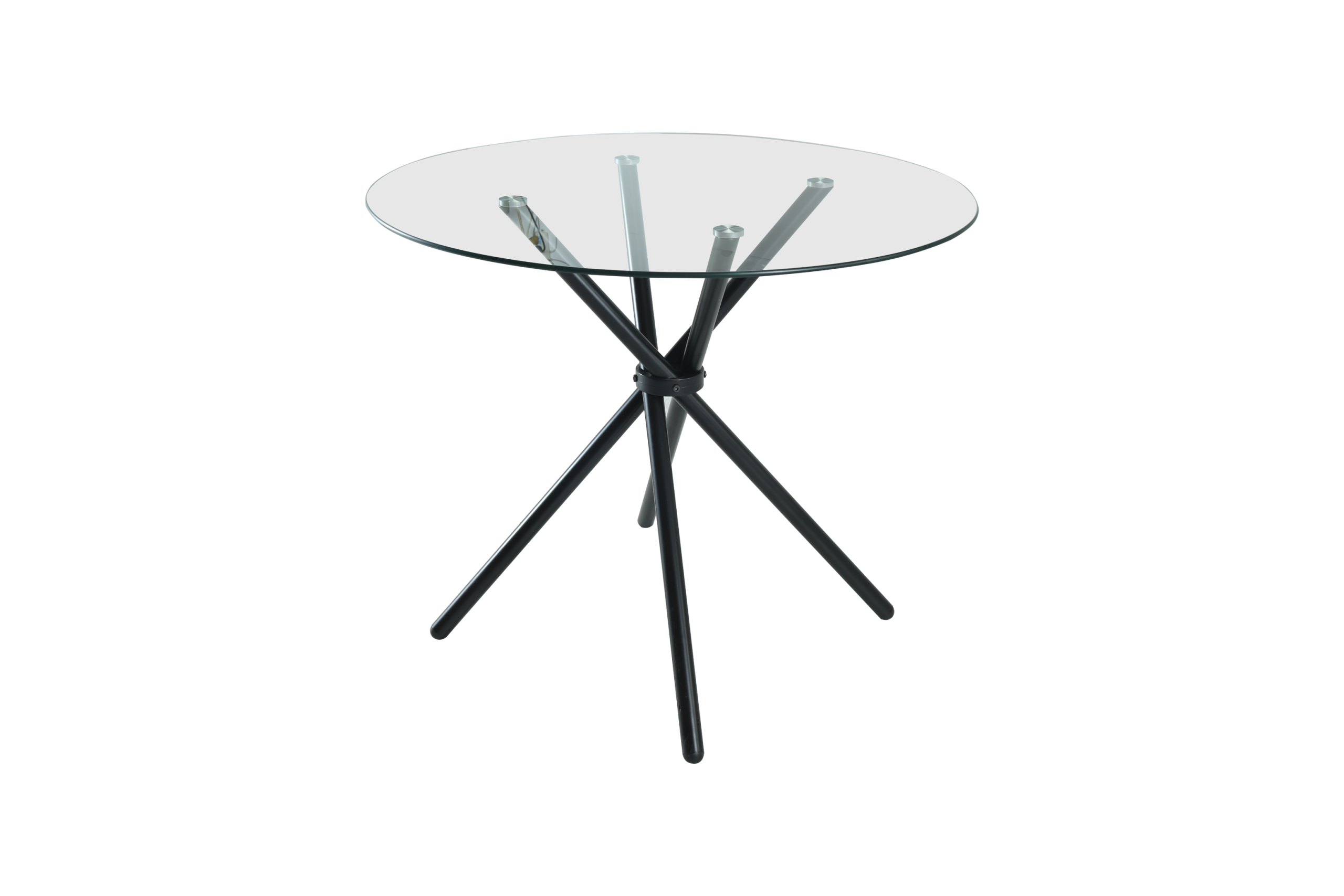 New York Circle Glass Dining Table with starburst black legs