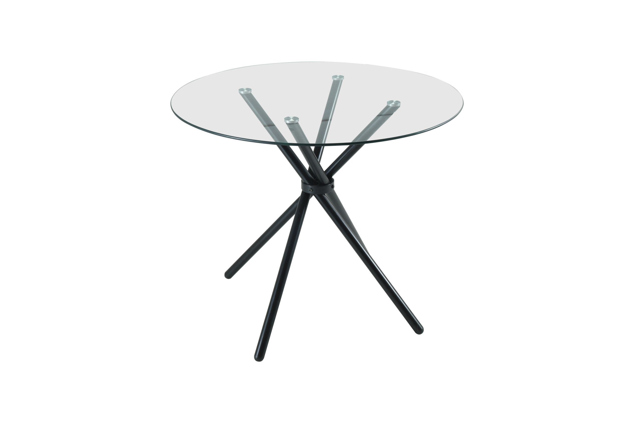 New York Circle Glass Dining Table with starburst black legs - Image 2