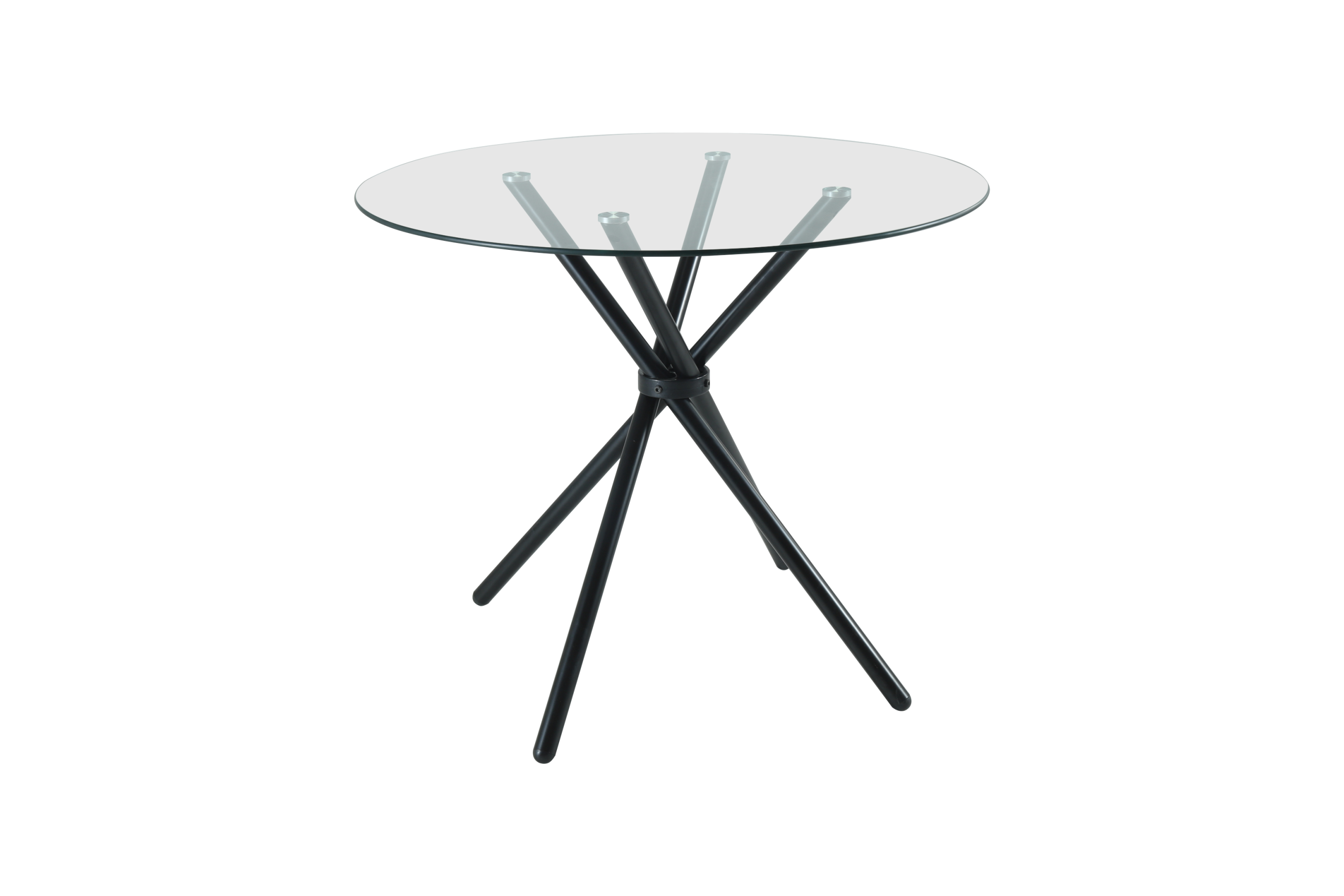 New York Circle Glass Dining Table with starburst black legs - Image 3
