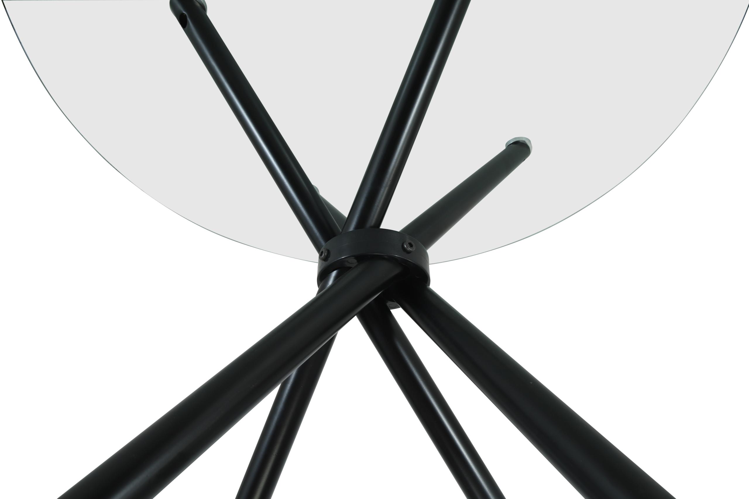 New York Circle Glass Dining Table with starburst black legs - Image 4