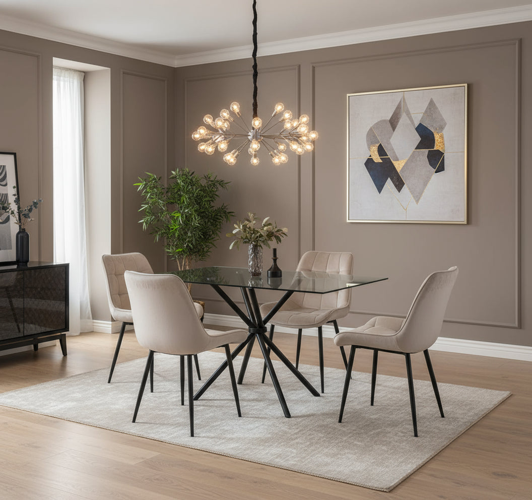 Miami Dining Table with 4 Erica Velvet Chairs - Image 8