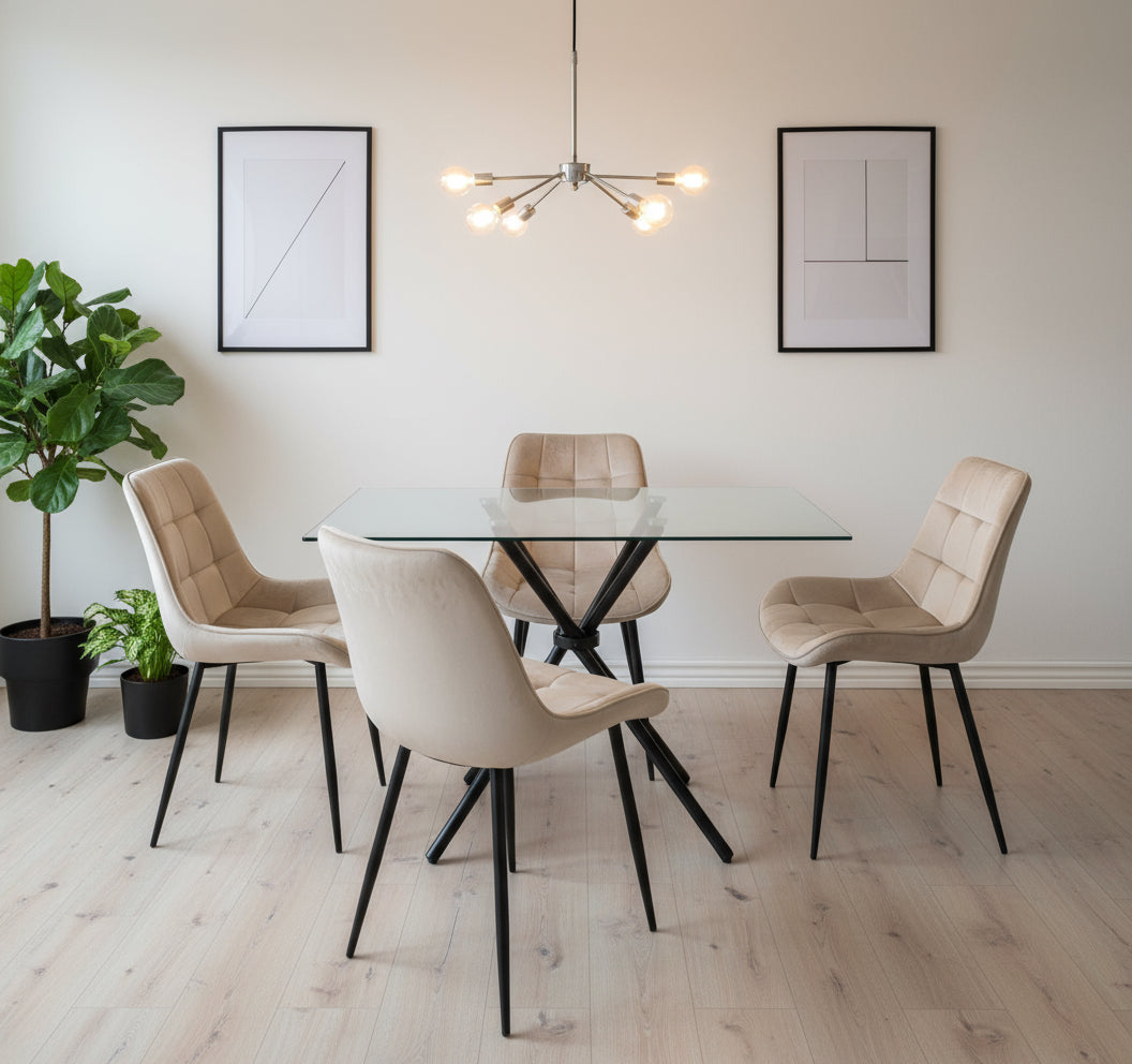 Miami Dining Table with 4 Erica Velvet Chairs - Image 9