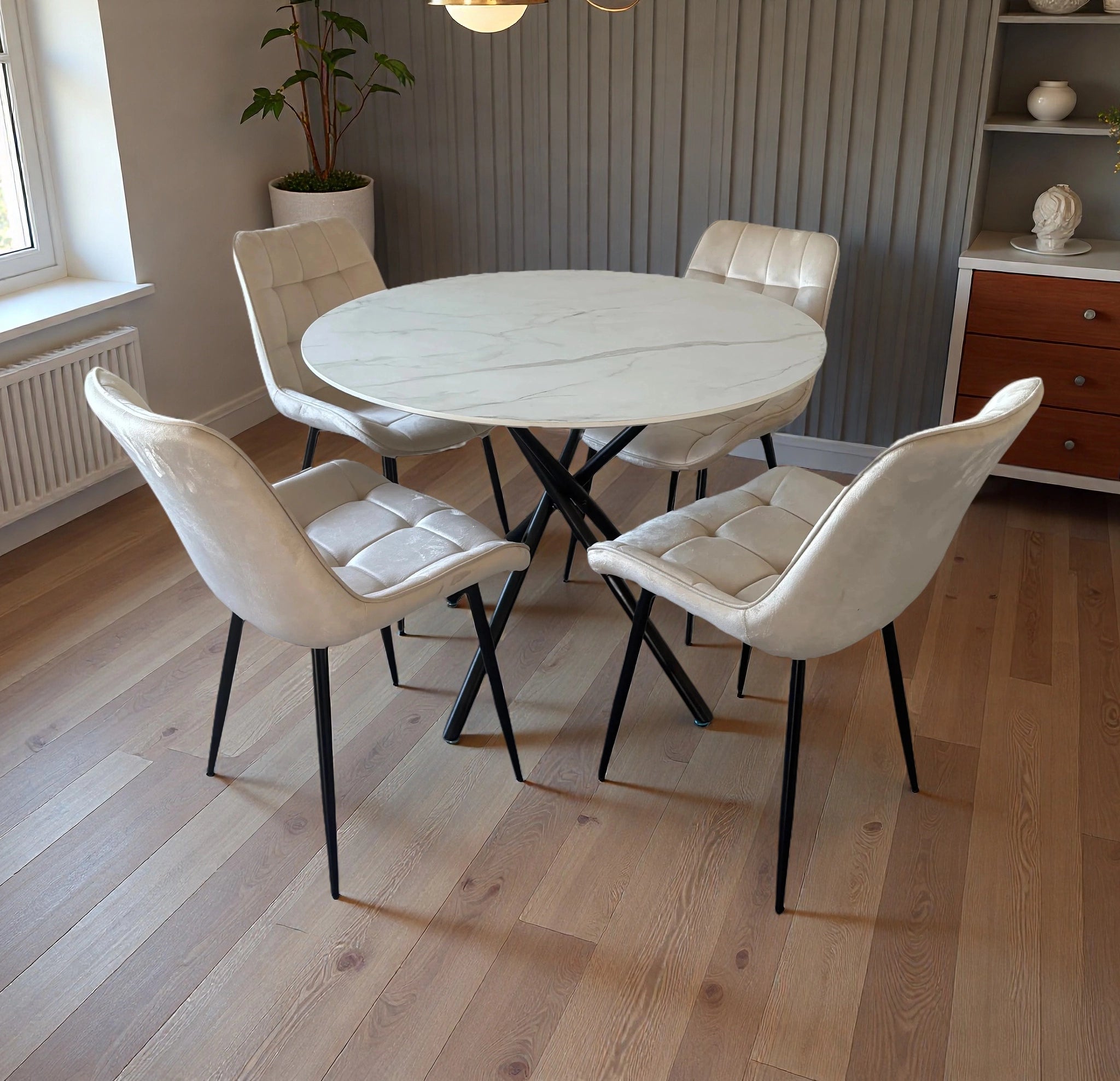 Seattle Dining Table with 4 Erica Velvet Chairs - Image 14