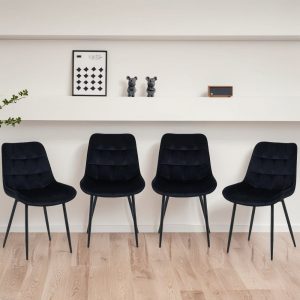 Erica Plush Velvet Comfort Dining Chairs - Set of 4