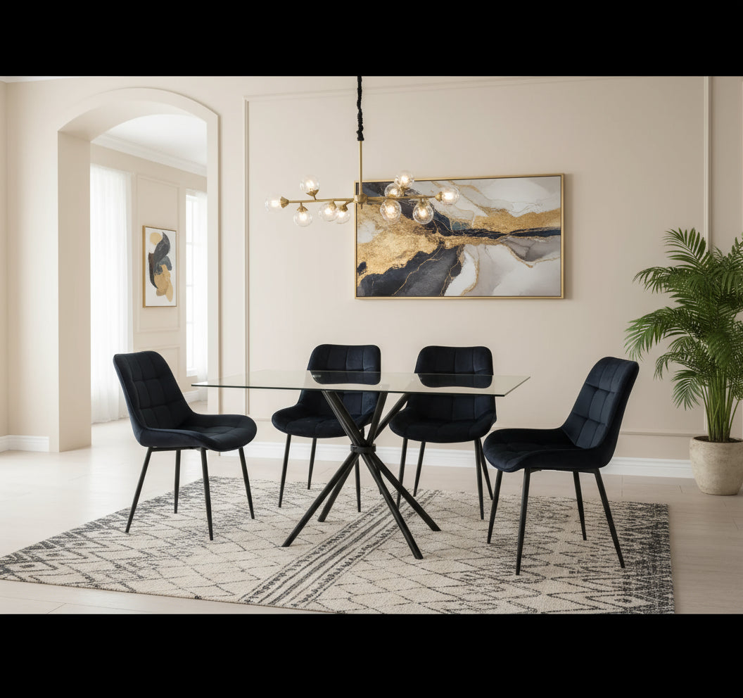Miami Dining Table with 4 Erica Velvet Chairs - Image 2