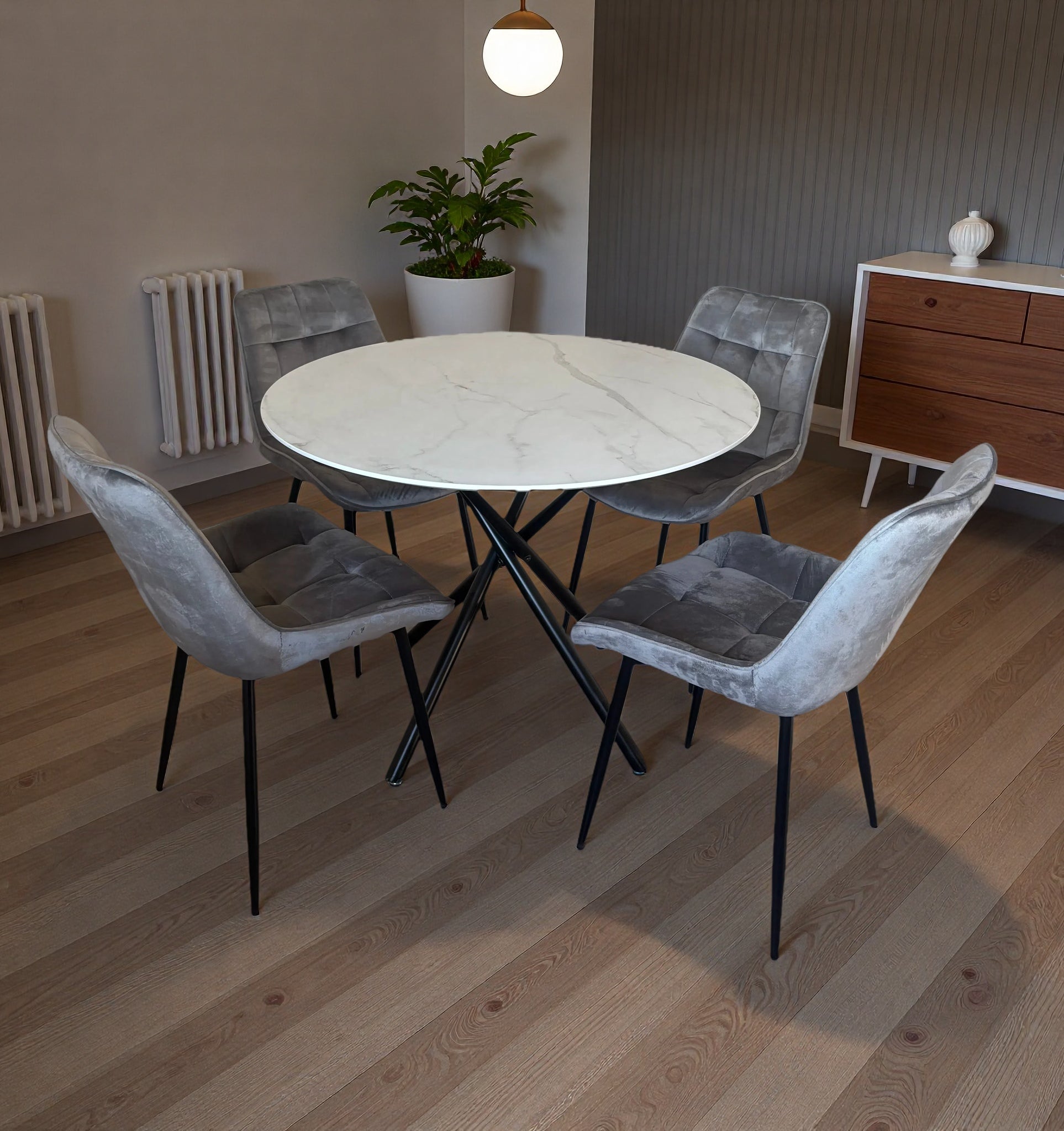 Seattle Dining Table with 4 Erica Velvet Chairs - Image 22