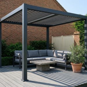 3m x 3m Aluminium Pergola with Manual Louvre Roofing