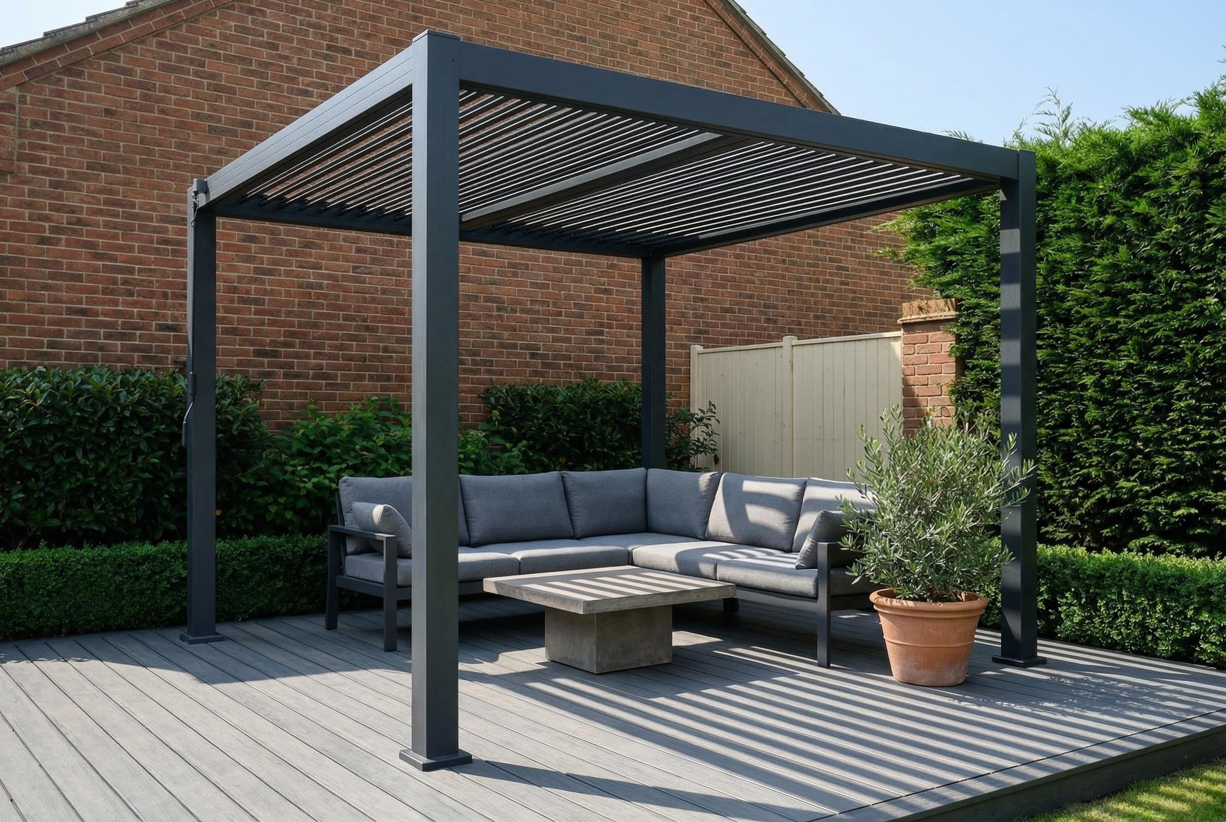 3m x 3m Aluminium Pergola with Manual Louvre Roofing