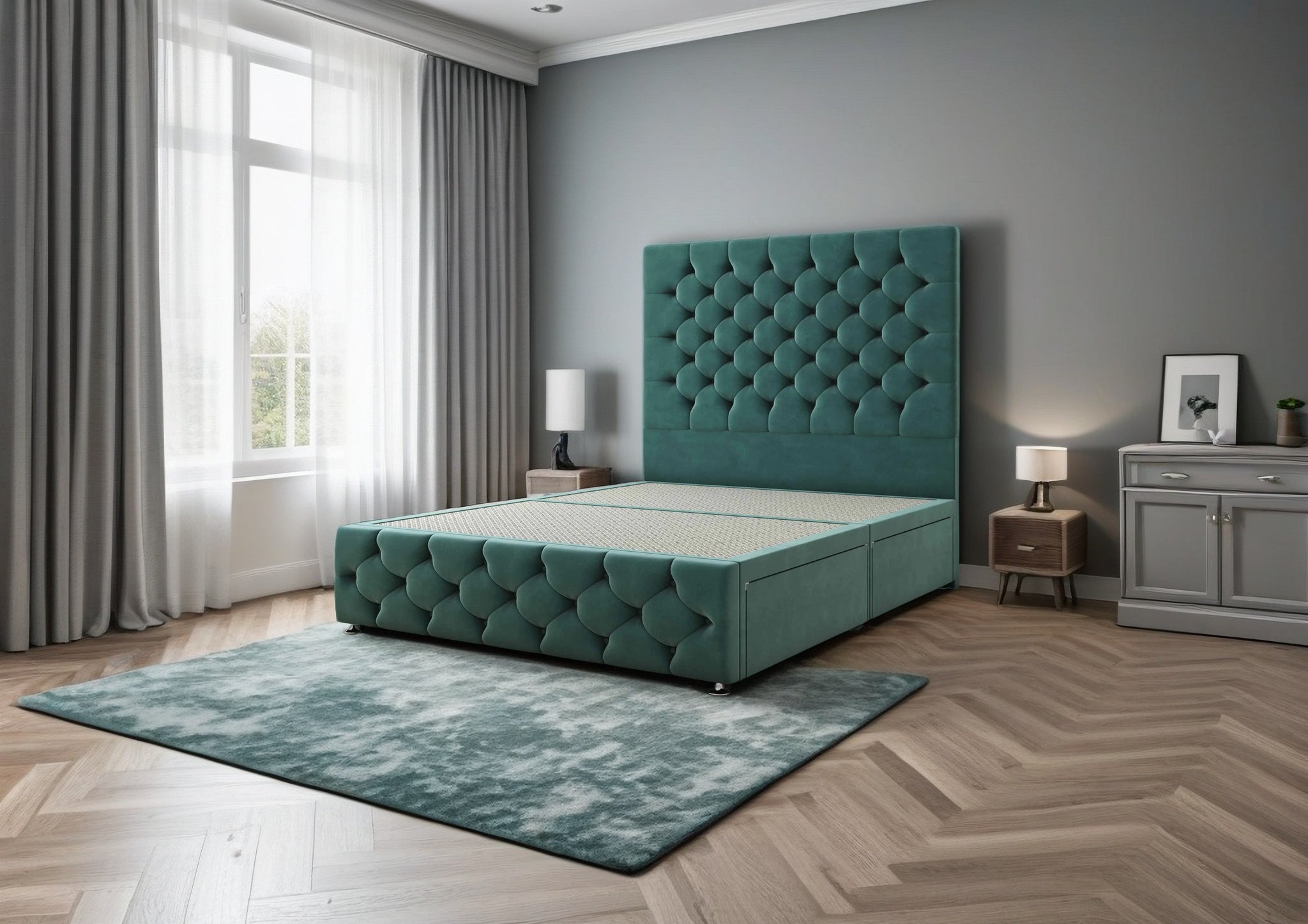 Jeeves Divan Bed Set with 2 Drawer, headboard and footboard - Choice of Mattress - Image 2