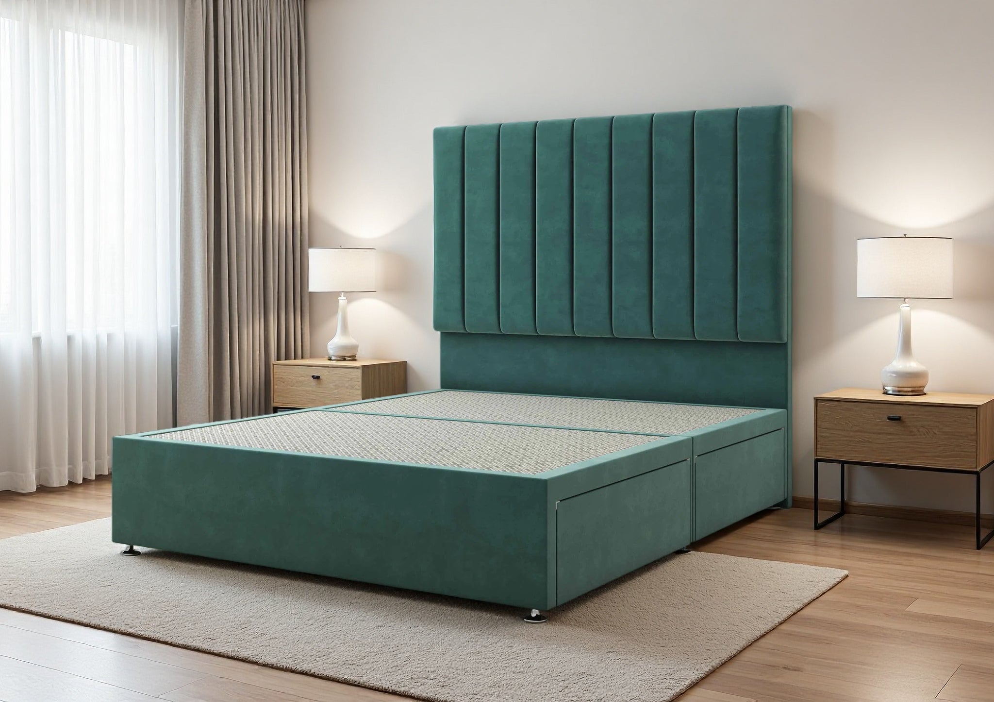 Lawrence Divan Bed Set with 2 Drawer, headboard and footboard - Choice of Mattress - Image 2