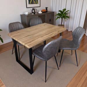 Colorado Dining Table with 4 Jaydn Leather Chairs