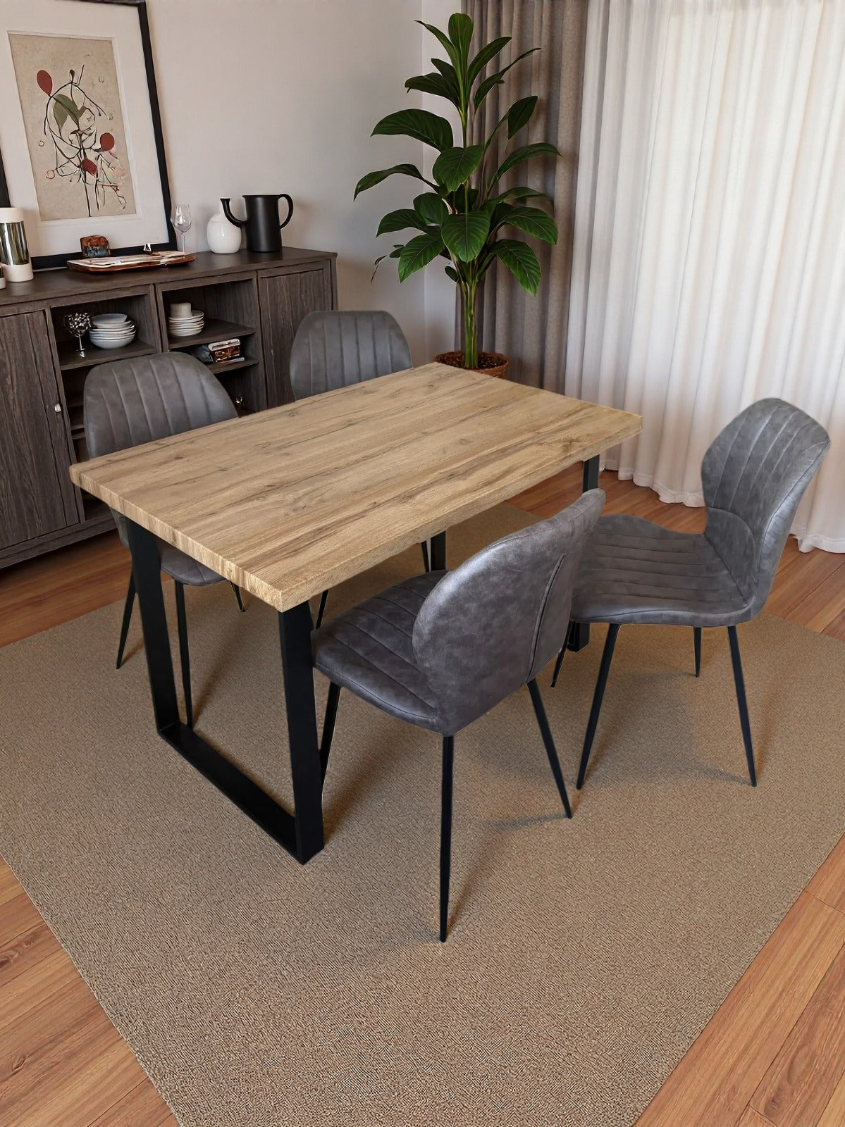 Colorado Dining Table with 4 Jaydn Leather Chairs - Image 2