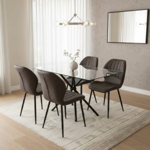 Miami Dining Table with 4 Jaydn Leather Chairs