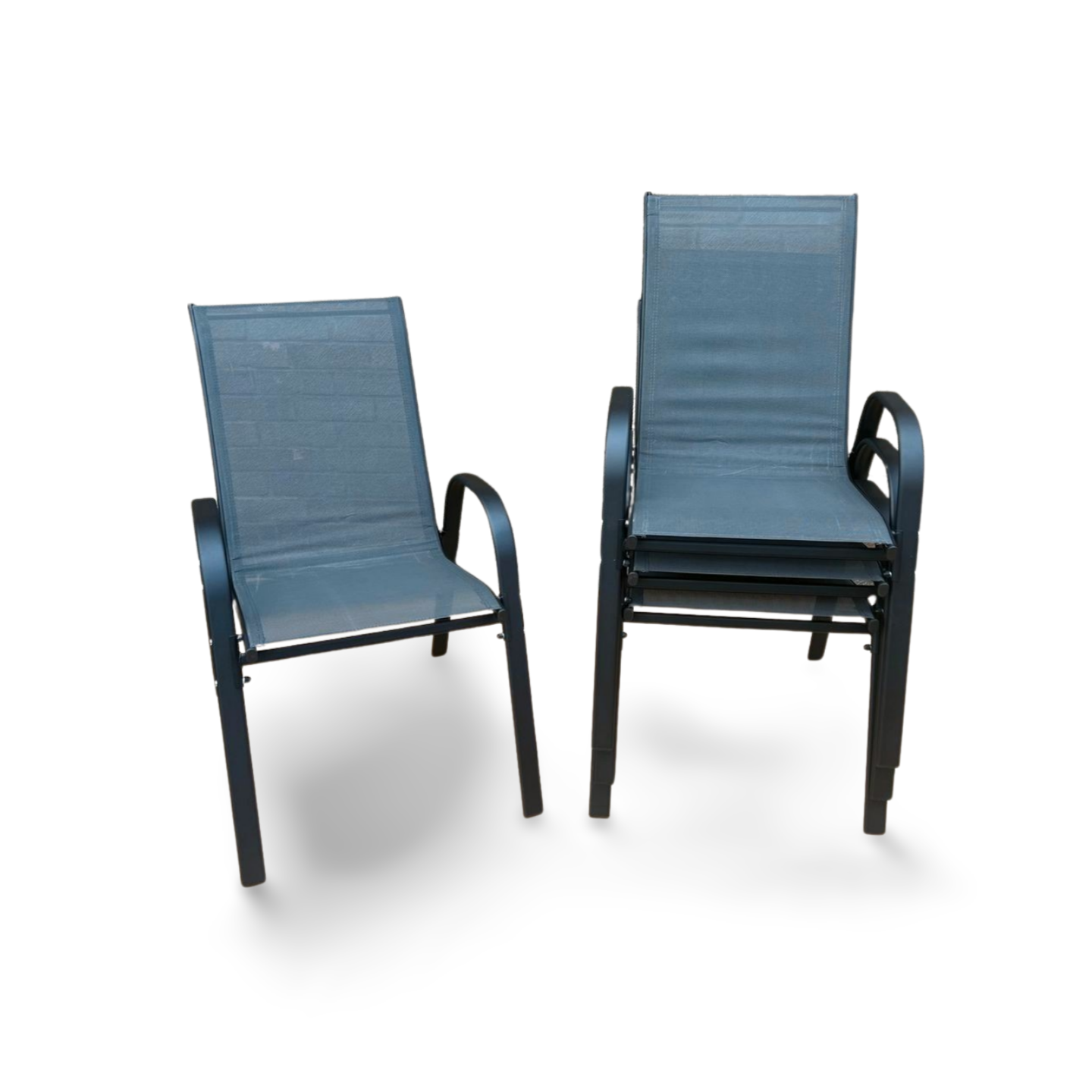 Grey Stacking Garden Dining Chairs - Image 7