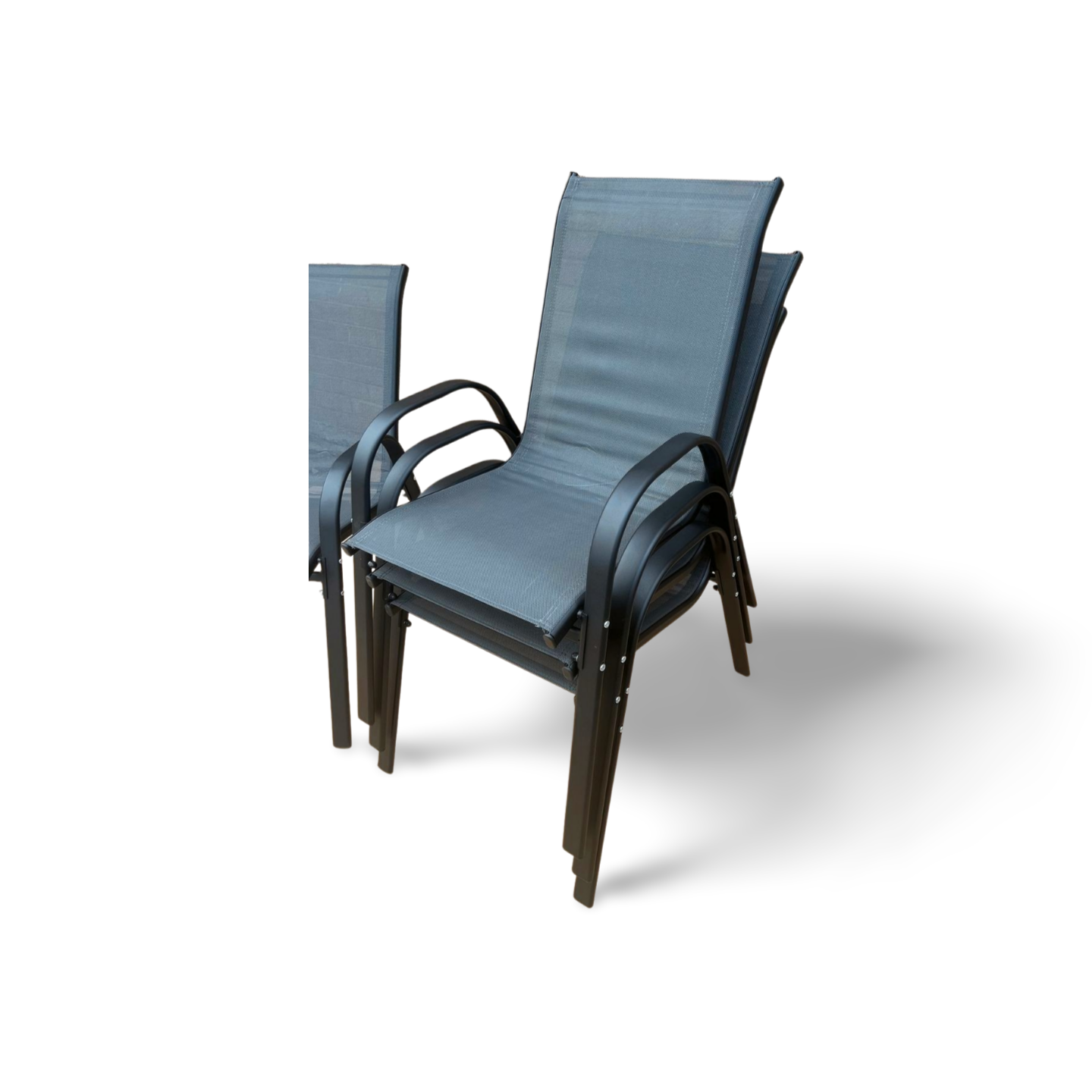 Grey Stacking Garden Dining Chairs - Image 8