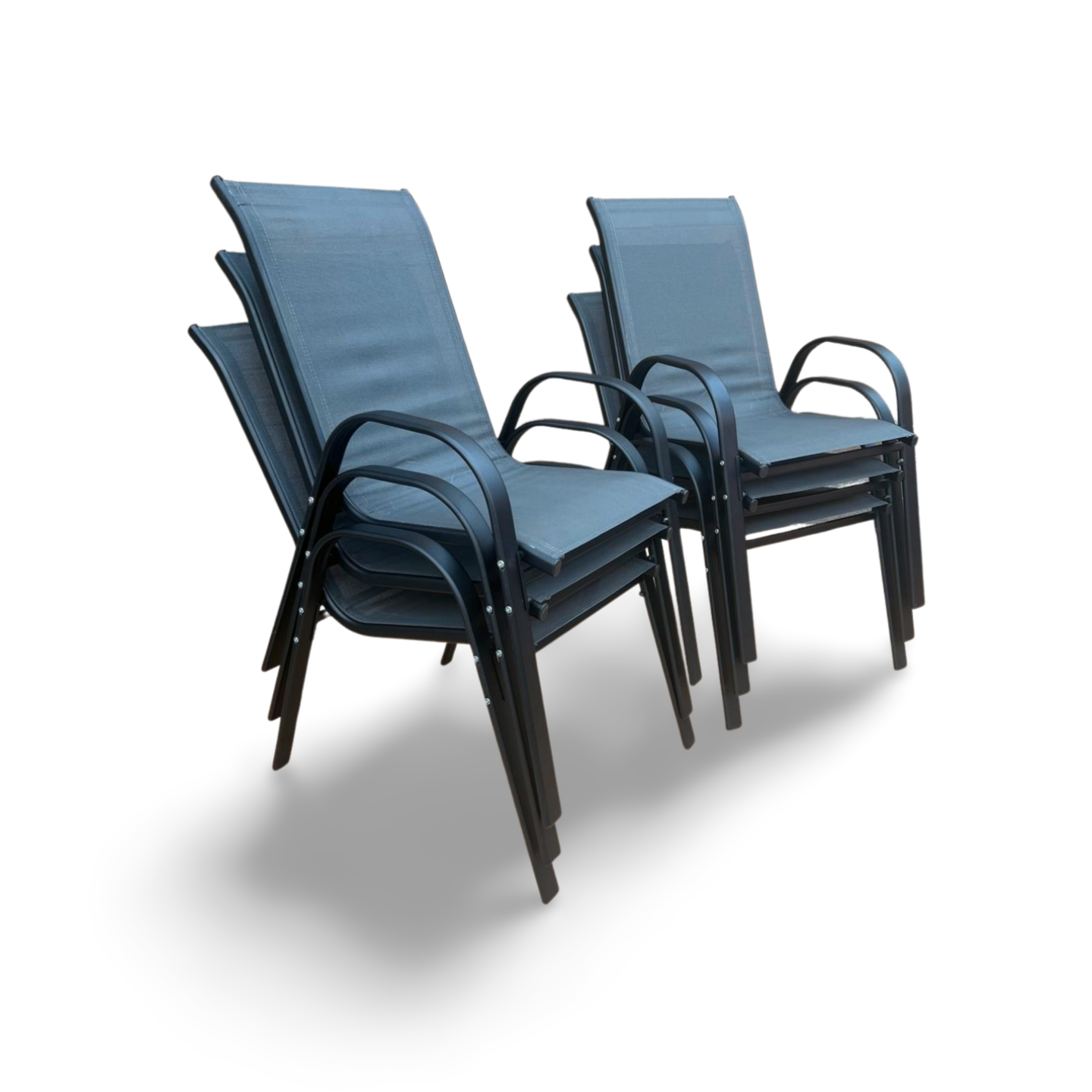 Grey Stacking Garden Dining Chairs - Image 9