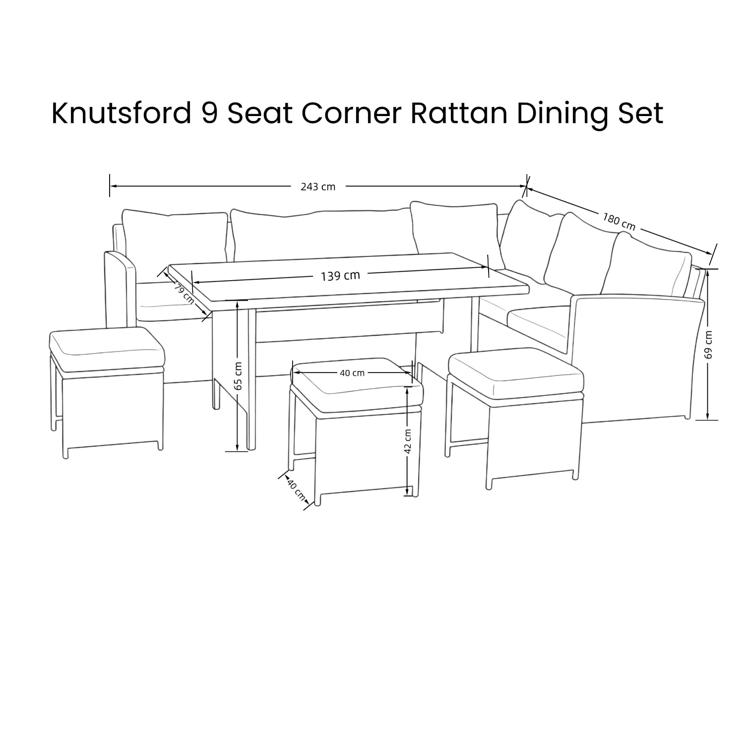 The Knutsford 9 Seat Corner Rattan Dining Set - Image 7