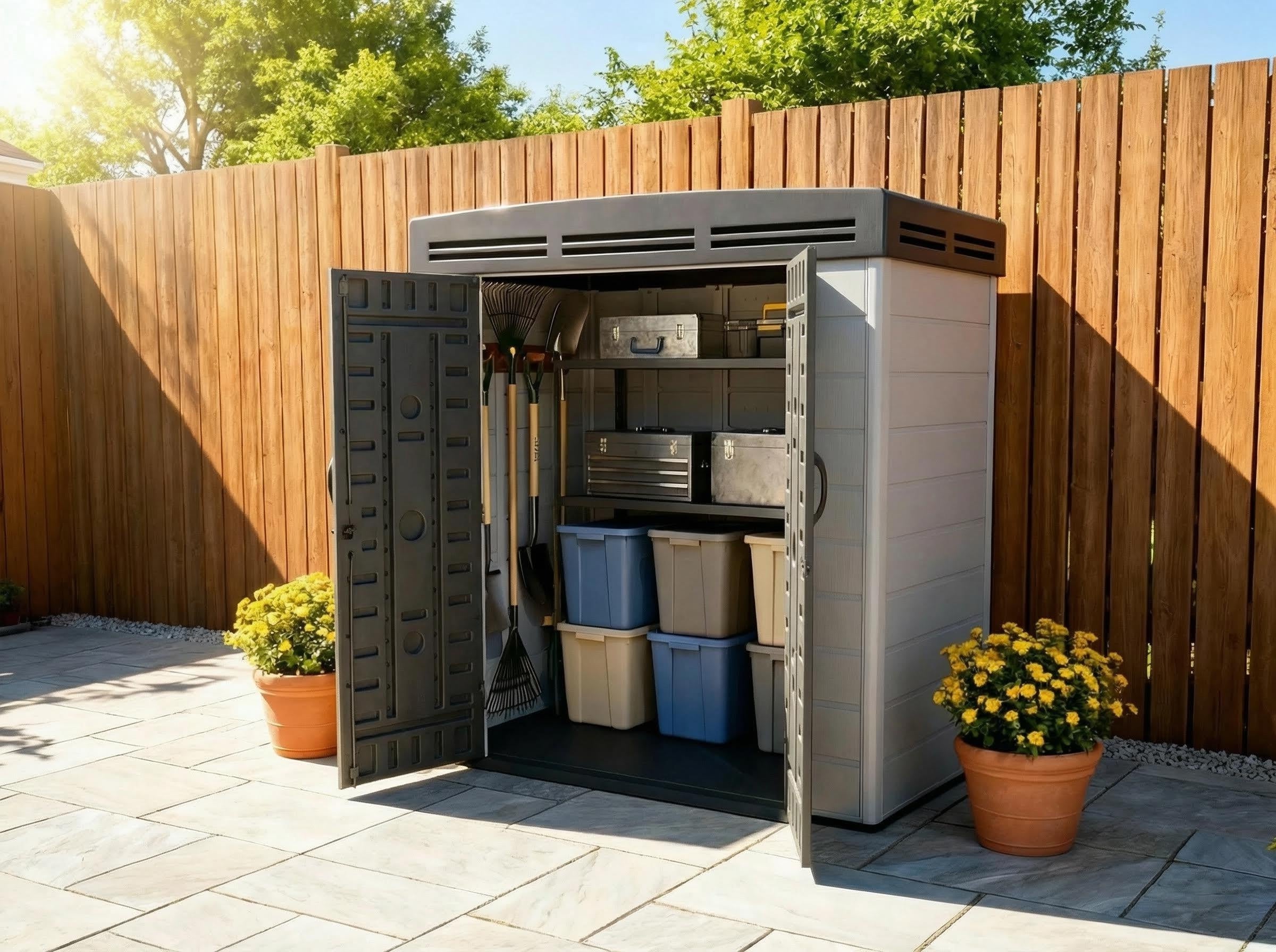 6x4ft plastic shed with window and aluminium structured support - Image 2