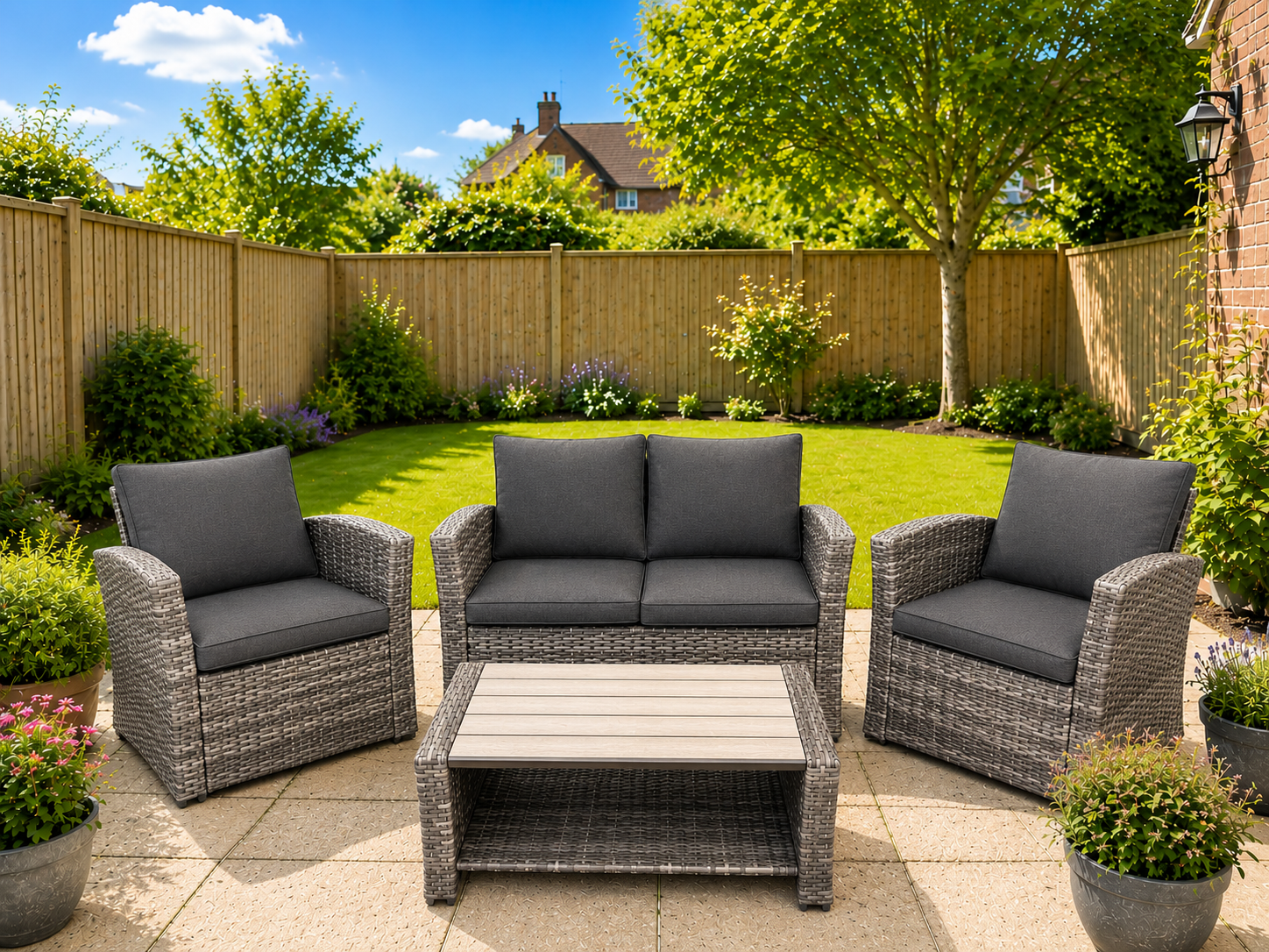 The Wilmslow 4 Seat Rattan Sofa Lounge Set - Image 2