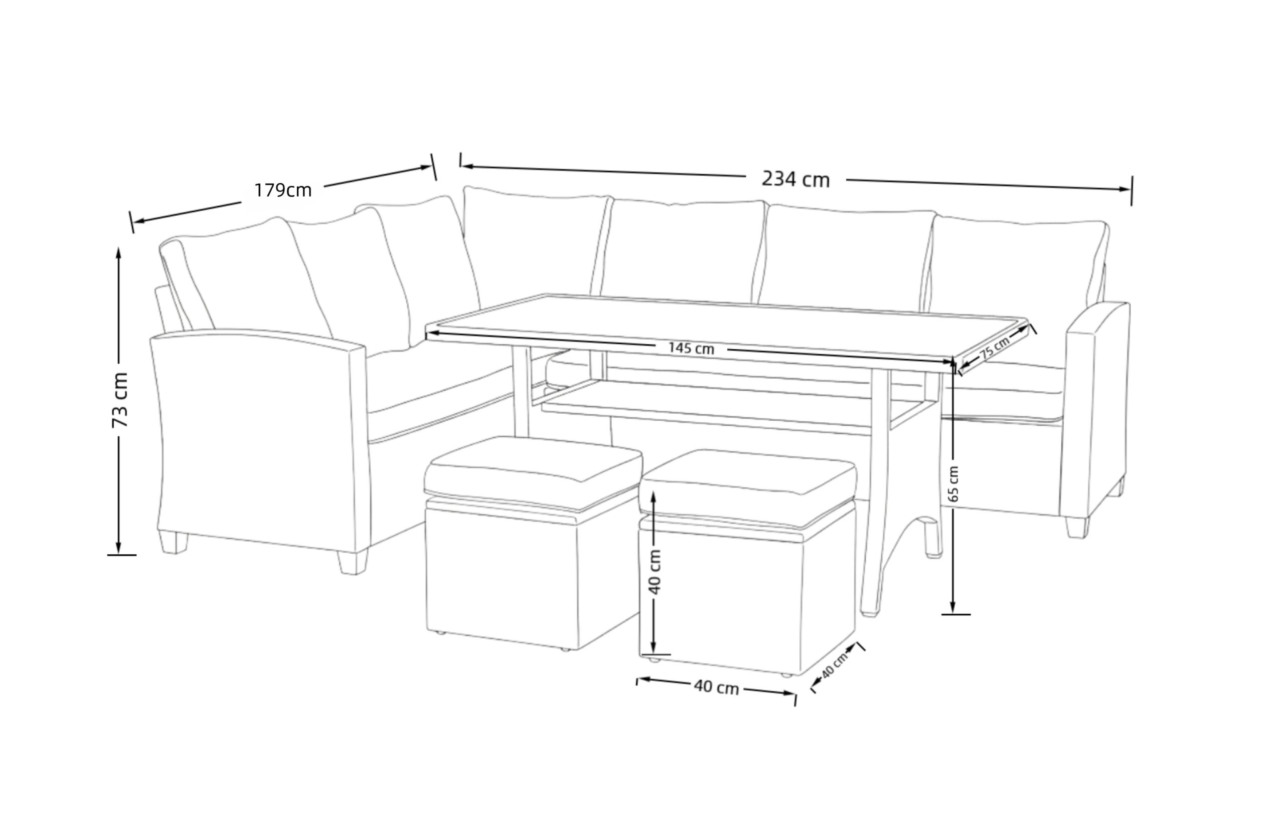 Kentmere 8 Seat Grey Rattan Corner Sofa Dining Set - Image 3